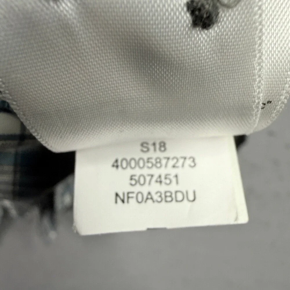 The North Face Shirt Mens XL Gray Blue Plaid Short Sleeve Button Down Nylon